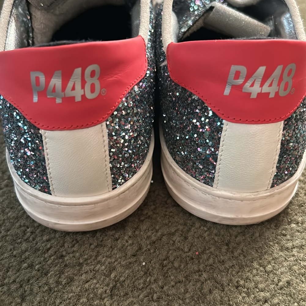 P448 Johnny Silver Pink Glitter Sneaker Sz 39
New without box - Picture 7 of 7